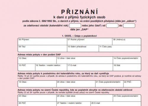 Podávání daňových přiznání z příjmů fyzických osob za období roku 2019